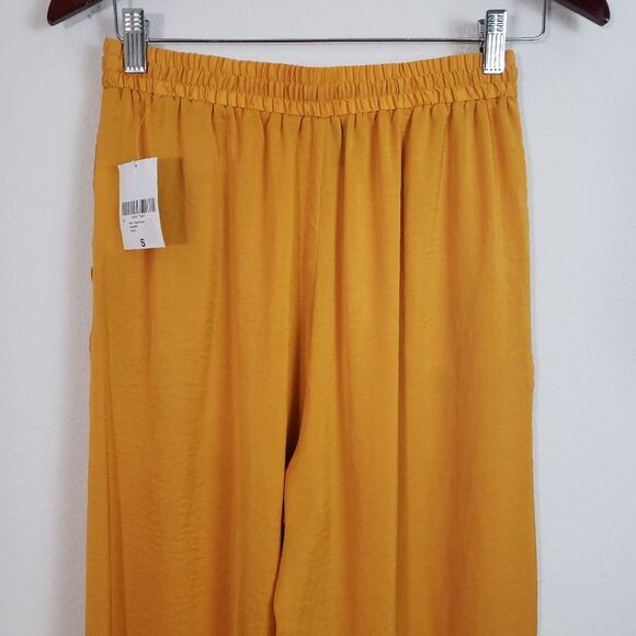 Forever 21 Women's Satin Wide Leg Pants Small Gold Pull On Flowy Lightweight - Picture 7 of 10